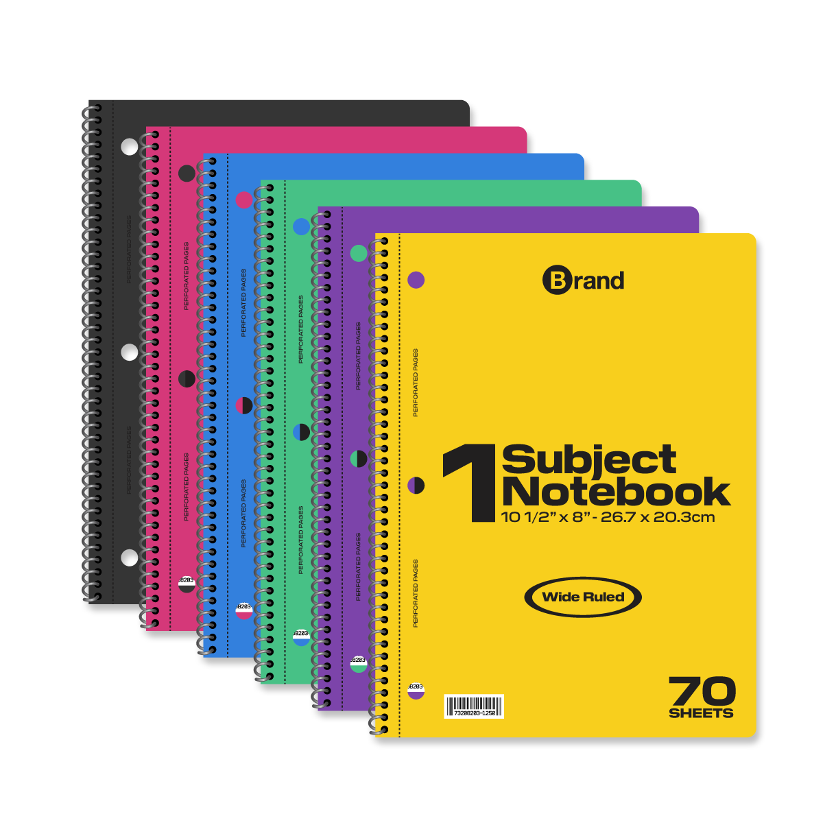 Spiral Notebook 70ct Wide Ruled - Black